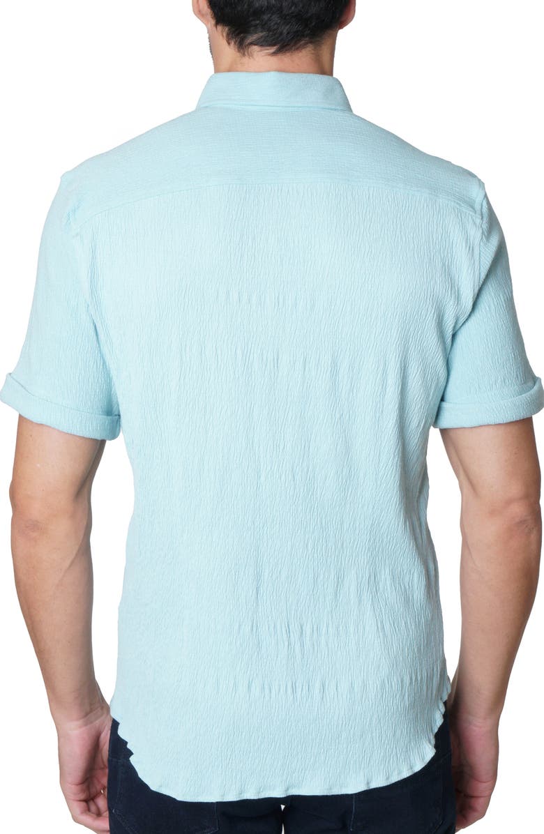 Robert Graham Hammond Short Sleeve Knit Button-Up Shirt, Alternate, color, Light Blue