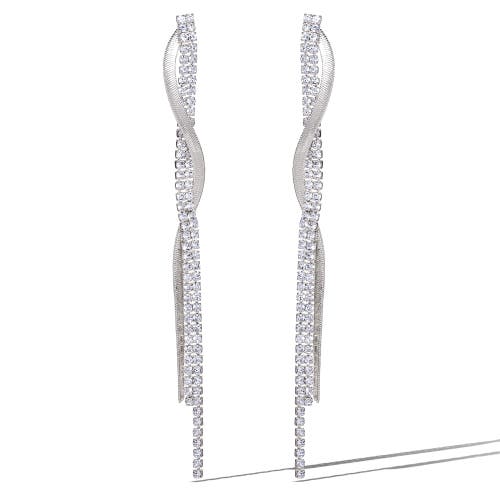 Jessica Simpson Silver Linear Crystal Drop Earrings In Silver