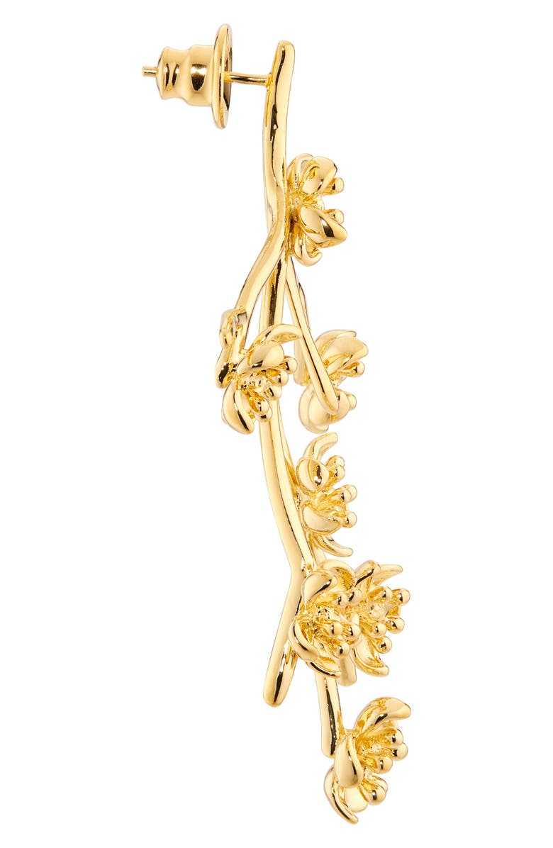 Oscar de la Renta Cherry Blossom Branch Earring, Alternate, color, Yellow Gold