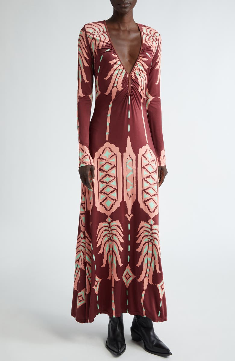 Johanna Ortiz Alma Bordada Print Long Sleeve Knit Dress, Main, color, 