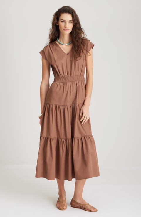 Tiered Poplin Maxi Dress