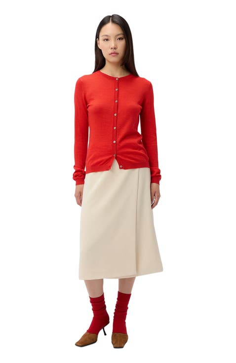 Cashmere-Silk Crew Neck Cardigan