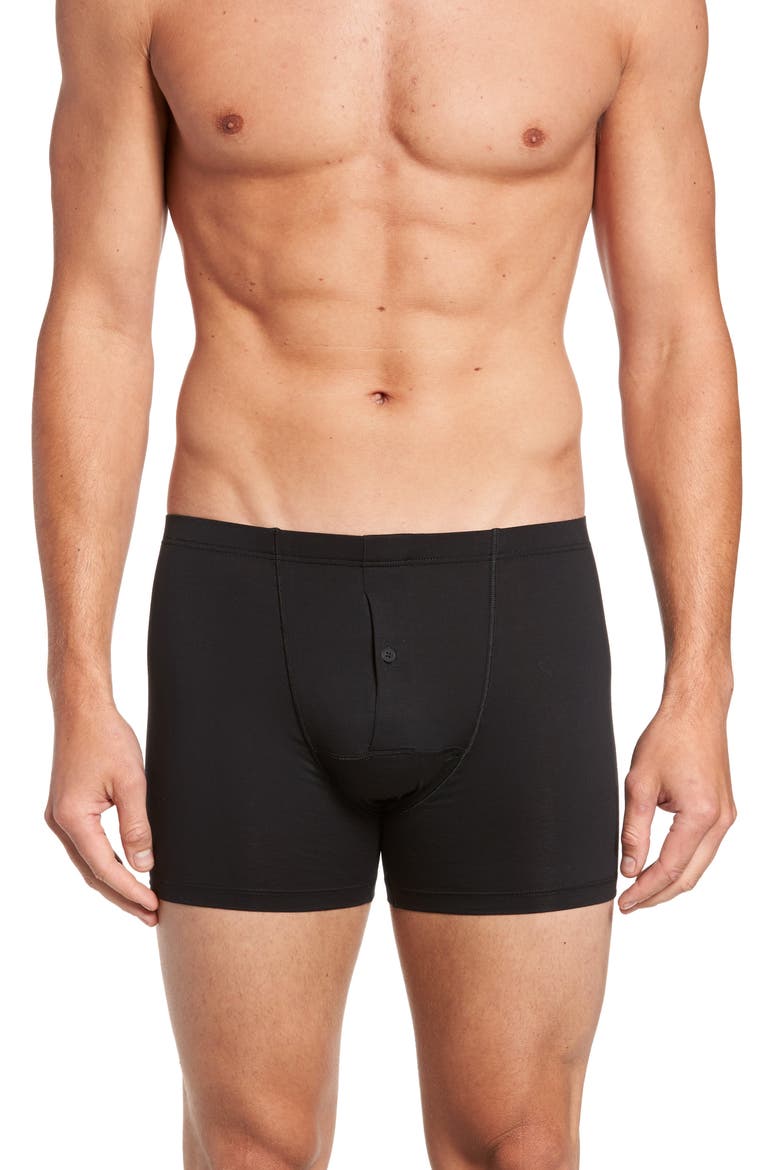 Cotton Sensation Long Leg Boxer Brief With Fly, Main, color, BLACK