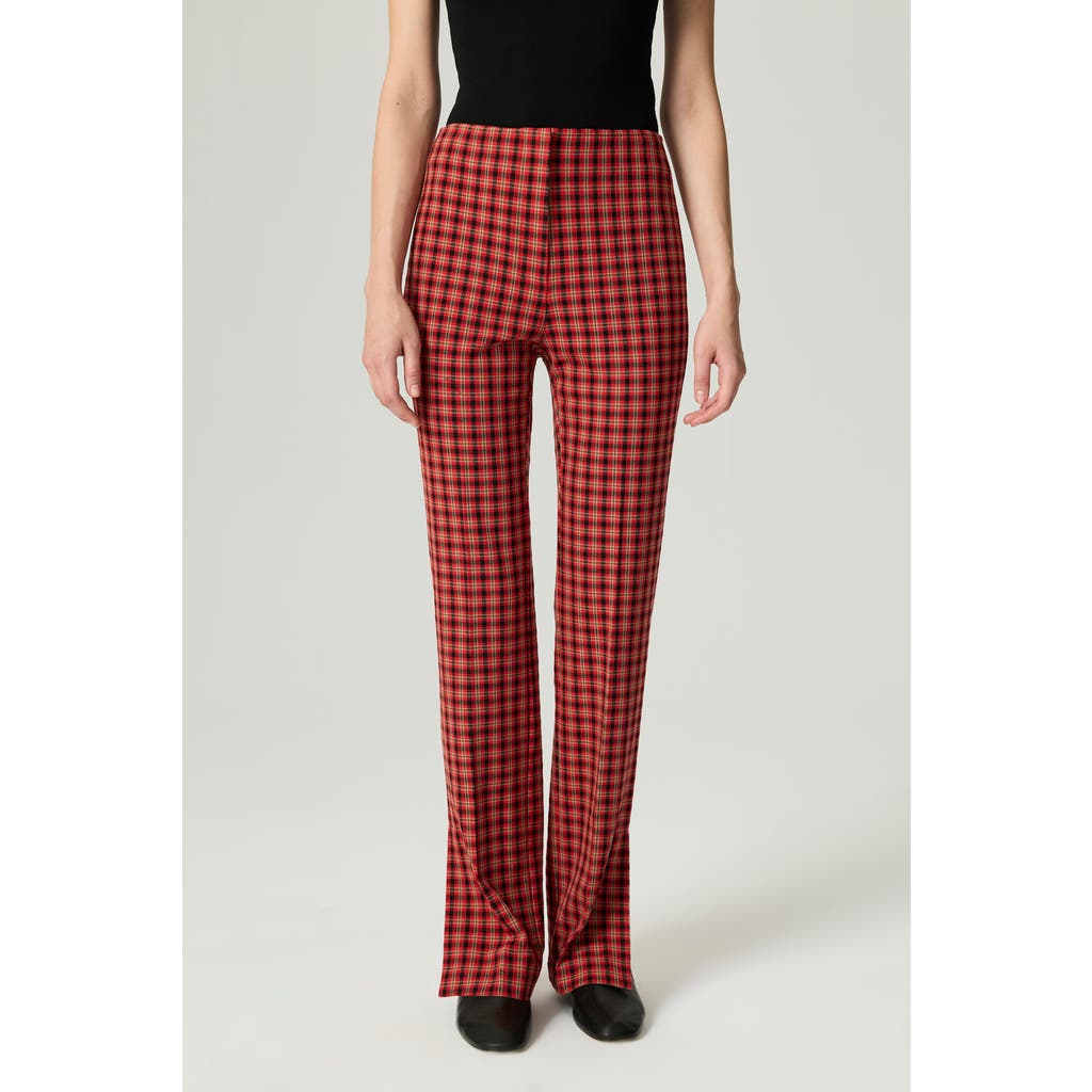 Nocturne Plaid Slit-hem Pants In Red