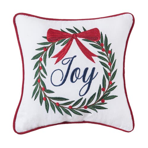 C & F Home C&f Home Joy Wreath Embroidered Small Christmas Pillow, 10" X 10" In Red