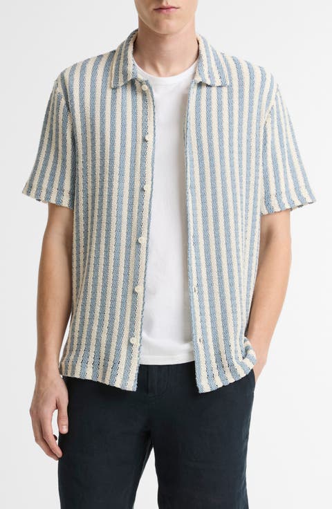 Beach Stripe Cotton-Blend Button-Front Shirt