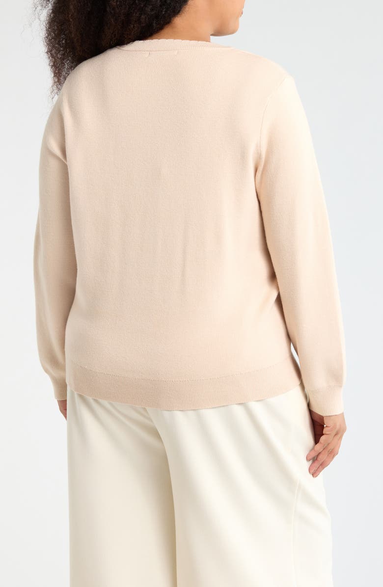 T Tahari Floral Embroidered Button Front Cardigan, Alternate, color, Natural