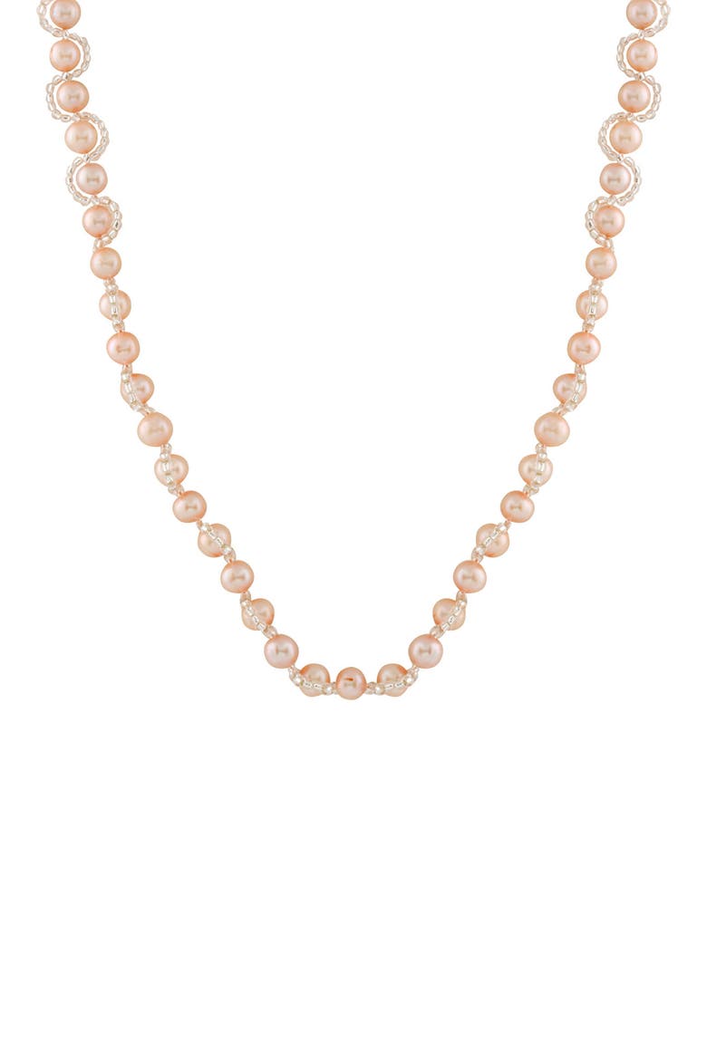 Rhodium Plated Sterling Silver 8-8.5mm Cultured Freshwater Pearl Pink Necklace, Main, color, PINK