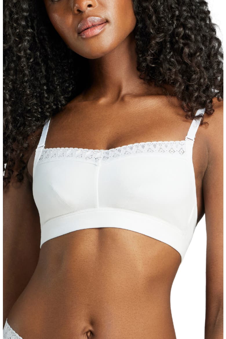 Organic Cotton Lace Balconette Bra, Main, color, White