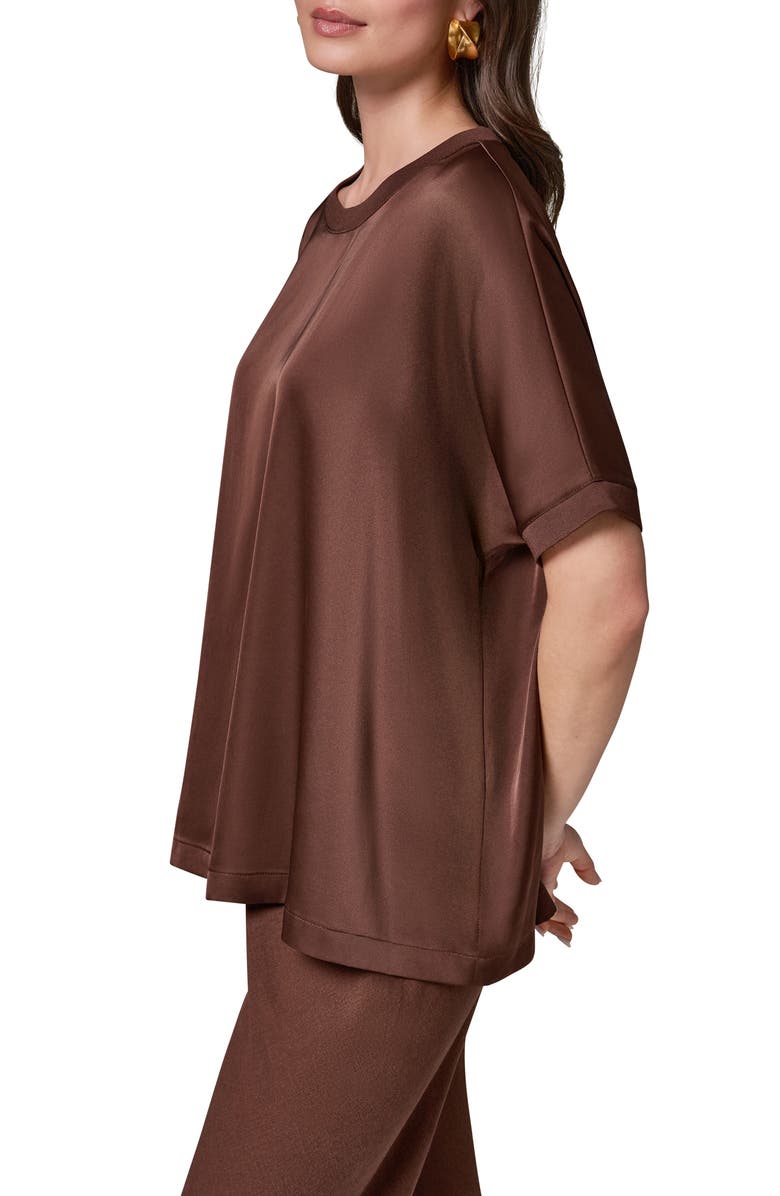 Donna Karan New York Satin Short Sleeve Top, Alternate, color, Canyon
