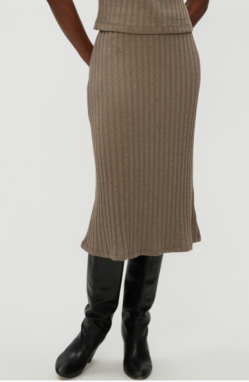 Michael Stars Shania Rib Midi Skirt In Brown