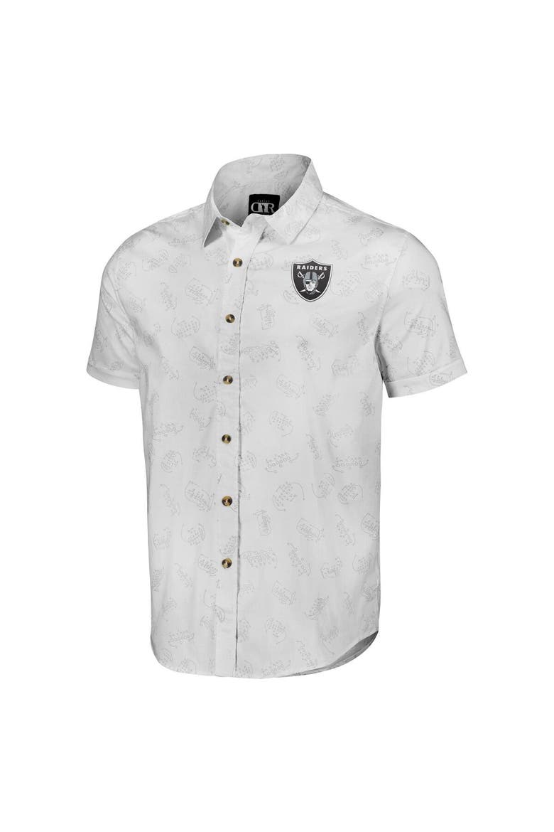 Men's NFL x Darius Rucker Collection by Fanatics White Las Vegas Raiders Woven Short Sleeve Button Up Shirt, Alternate, color, White