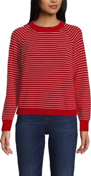 Lands' End Drifter Jacquard Raglan Crew Neck Sweater