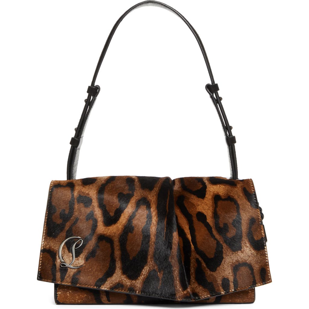 Christian Louboutin Baggy Small Gathered Leopard-print Calf Hair Shoulder Bag In Brown
