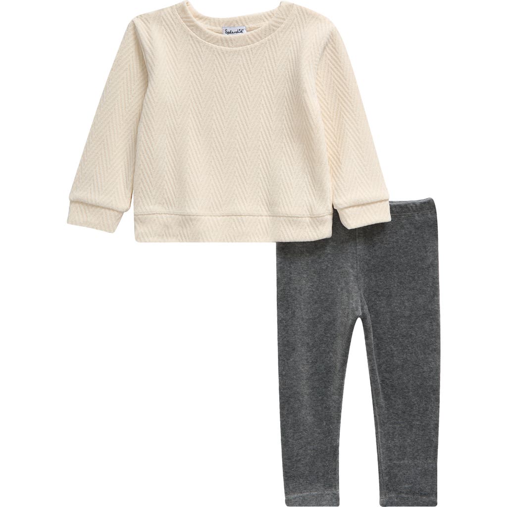 Splendid Textured Sweatshirt & Leggings Set In Vanilla
