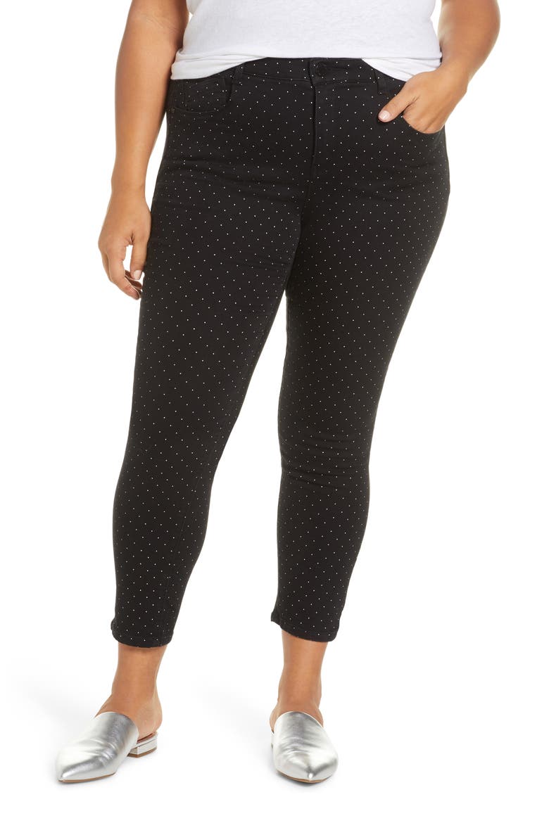 Ab-Solution Micro Dot Ankle Jeans (Nordstrom Exclusive), Main, color, BLACK