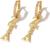 Color Shout Zeta Tau Alpha Greek Letter Huggie + Charm Earrings