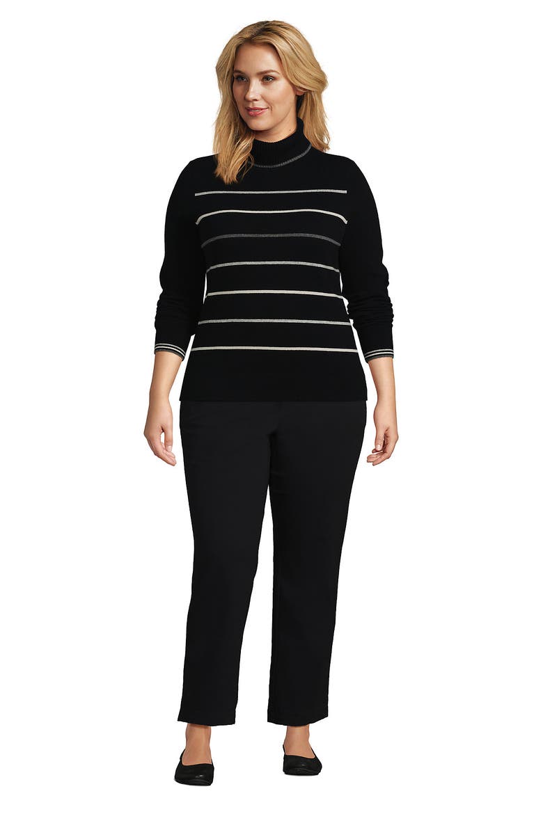 Cashmere Turtleneck Sweater, Alternate, color, Black Heritage Stripe