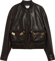 FERRAGAMO Hug Buckle Leather Bomber Jacket