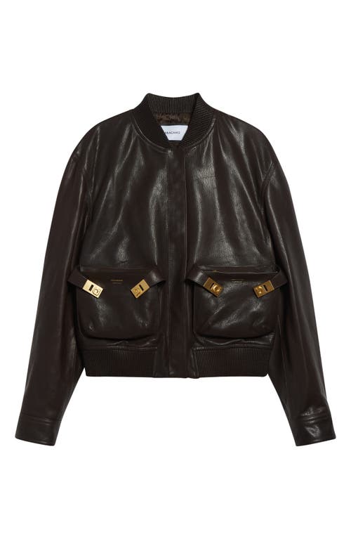 Ferragamo Hug Buckle Leather Bomber Jacket In Brown