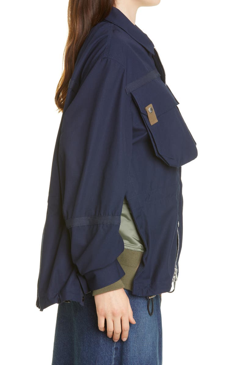 Sacai Men's Layered Mixed Media Jacket, Alternate, color, 