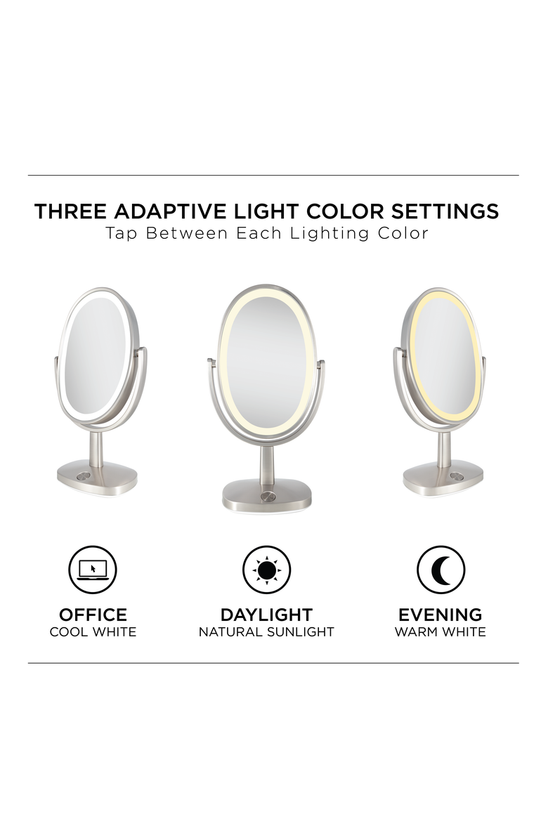 Zadro Newport Lighted Makeup Mirror with 5X/1X Magnification & Touch Pad, Alternate, color, Satin Nickel