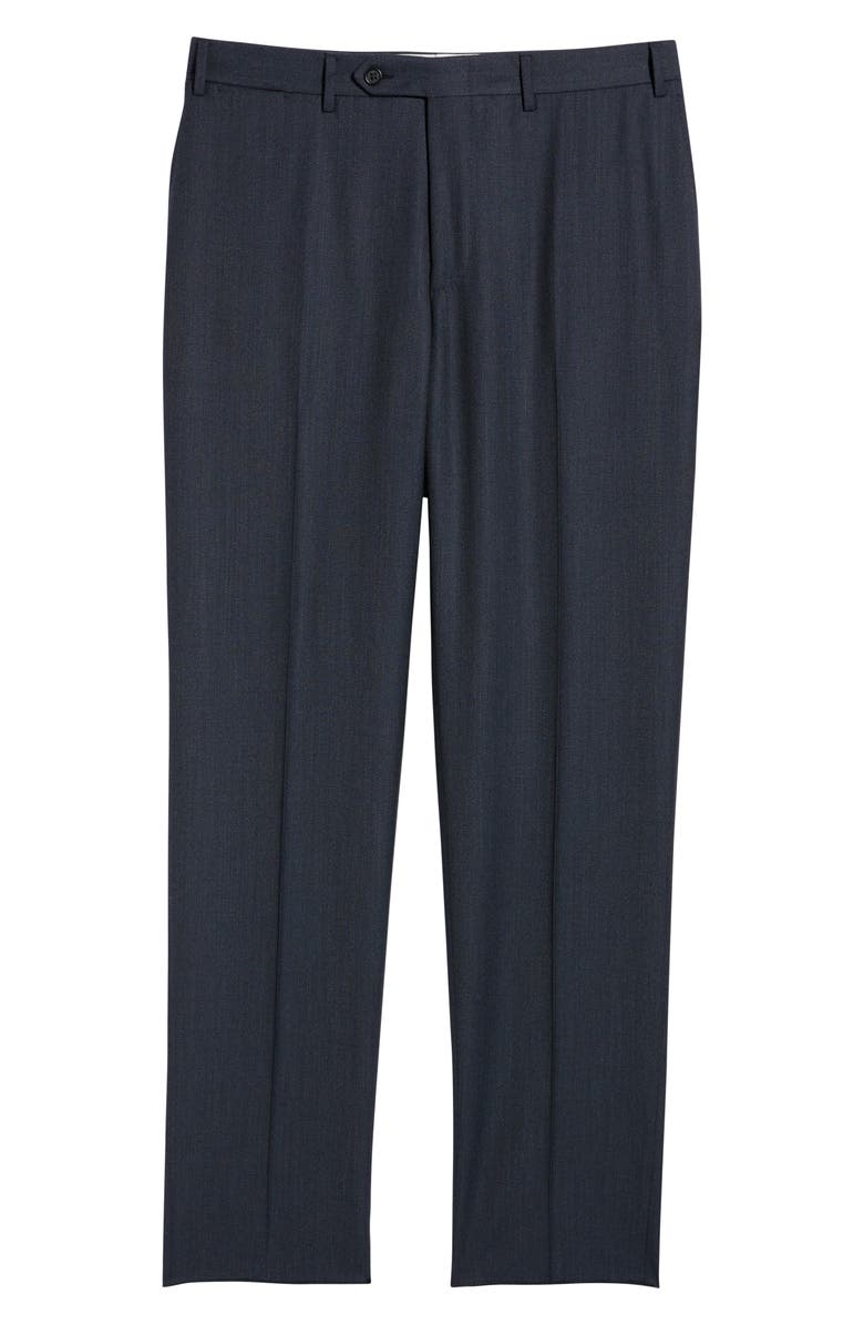 Canali Siena Regular Fit Super 130s Wool Solid Dress Pants, Alternate, color, Navy