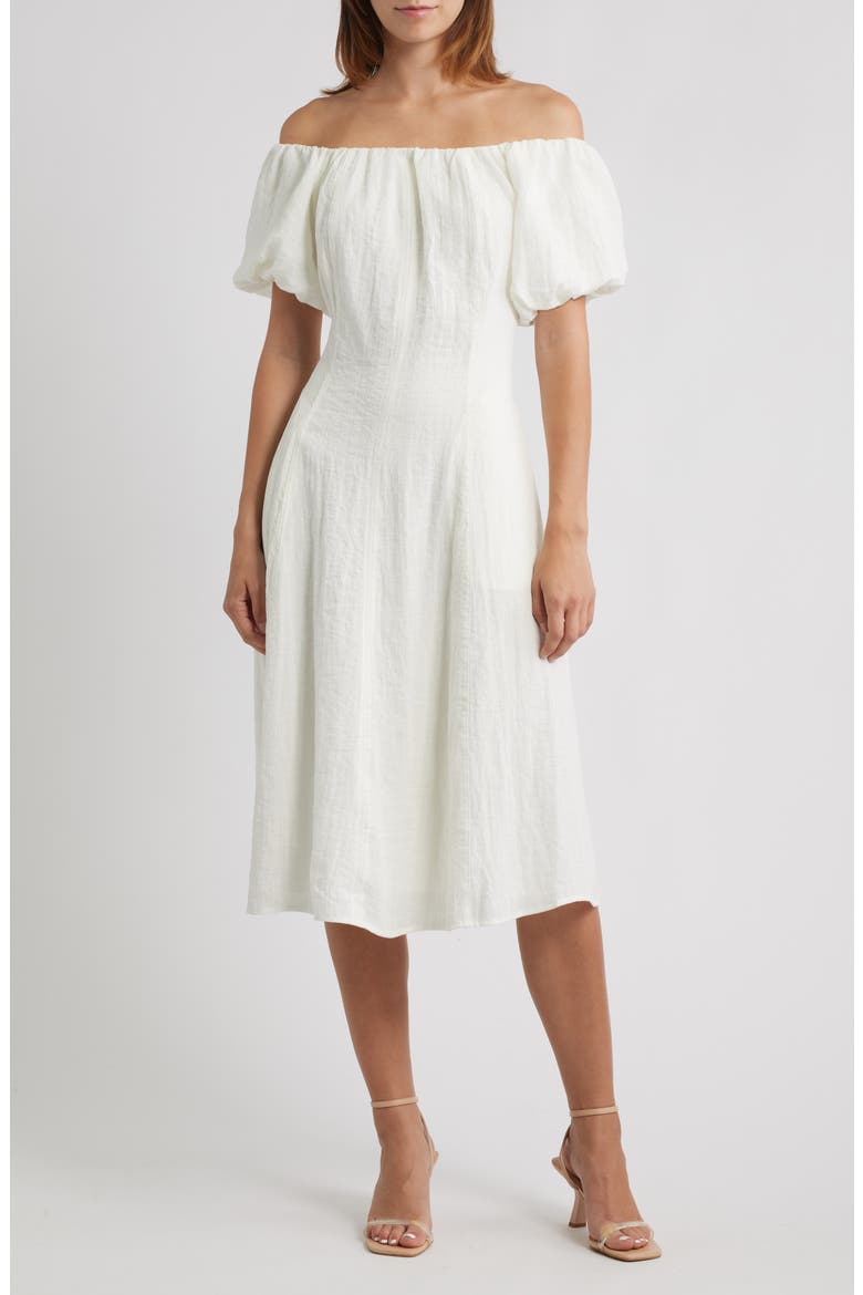 Off the Shoulder A-Line Dress, Main, color, WHITE