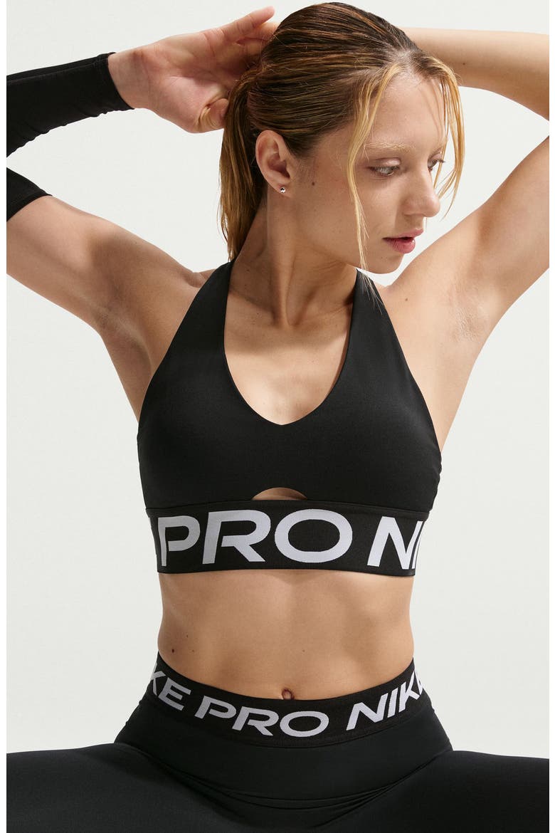 Dri-FIT Cutout Racerback Sports Bra, Alternate, color, BLACK/ WHITE/ WHITE