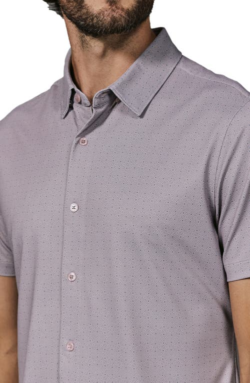 7 Diamonds Ludlow Geo Print Short Sleeve Stretch Button-up Shirt In Dusty Rose