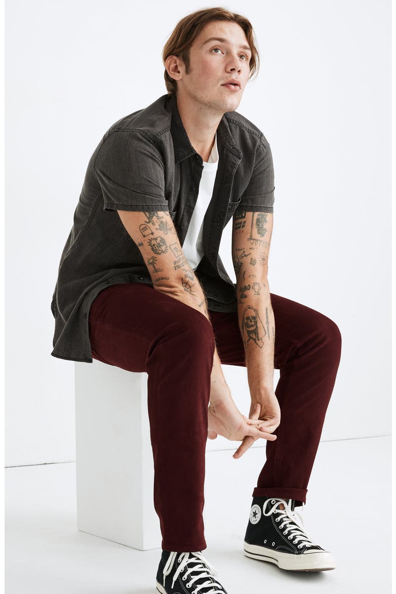 Sateen Slim Jeans, Alternate, color, CHOCOLATE RAISIN