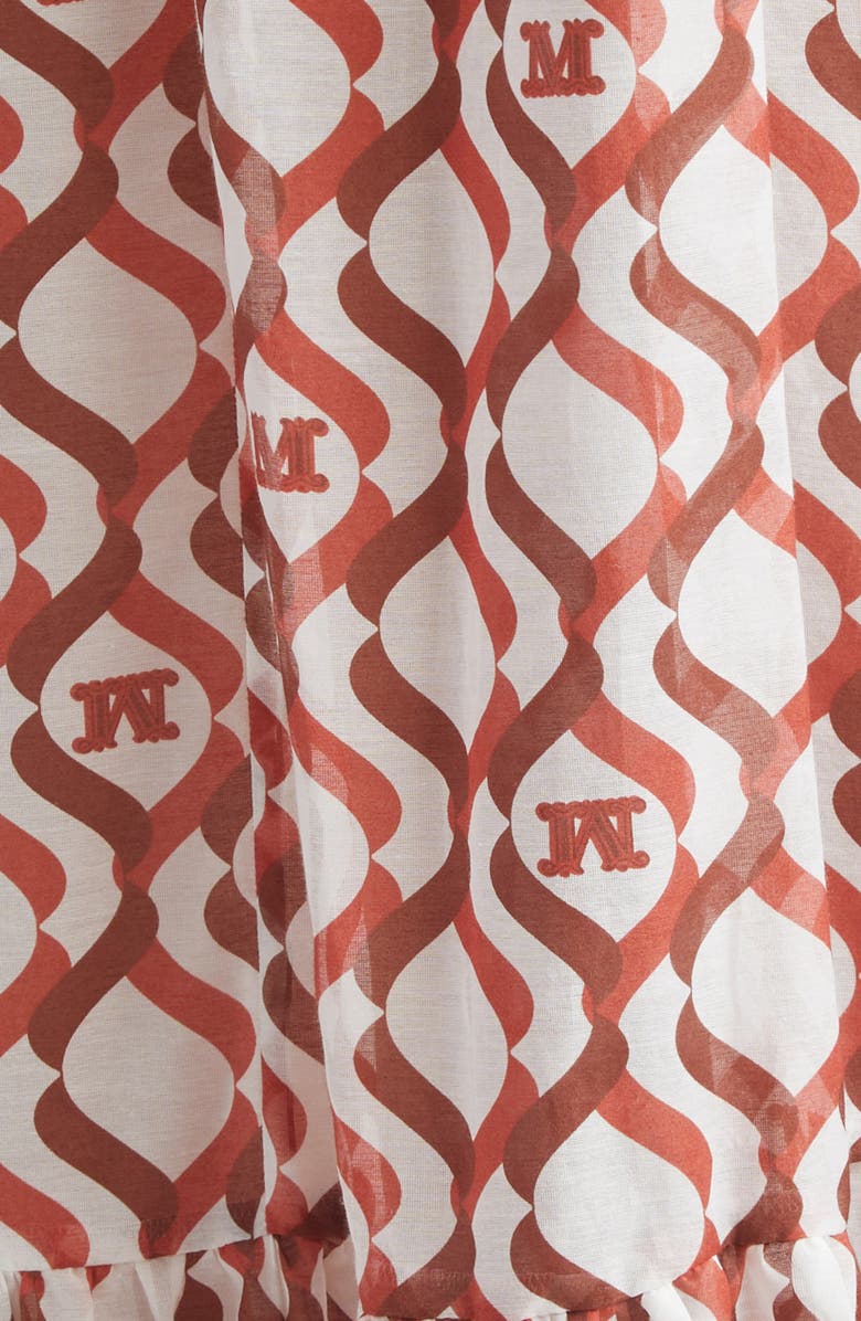 Max Mara Logo Print Cotton & Silk Maxi Sundress, Alternate, color, White