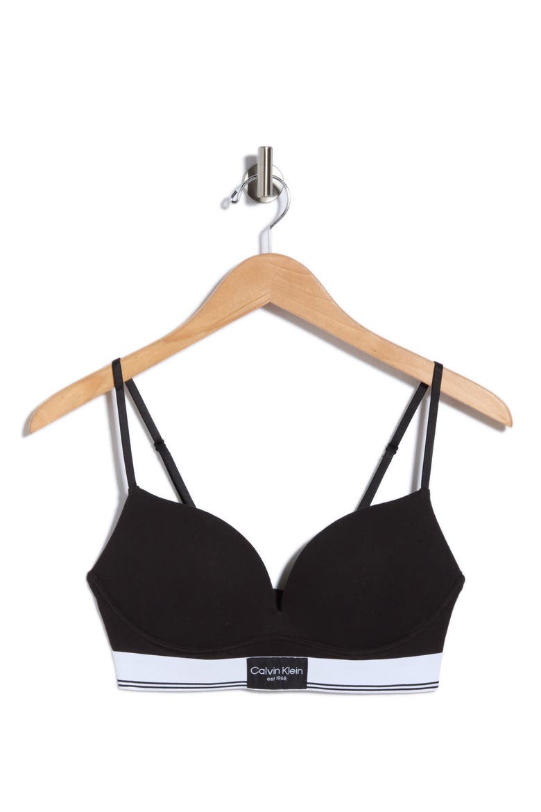 Balance Rib Push Up Plunge Bra, Main, color, BLACK