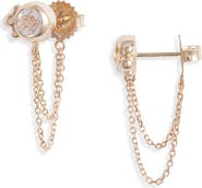Anzie Bonheur White Topaz Chain Stud Earrings
