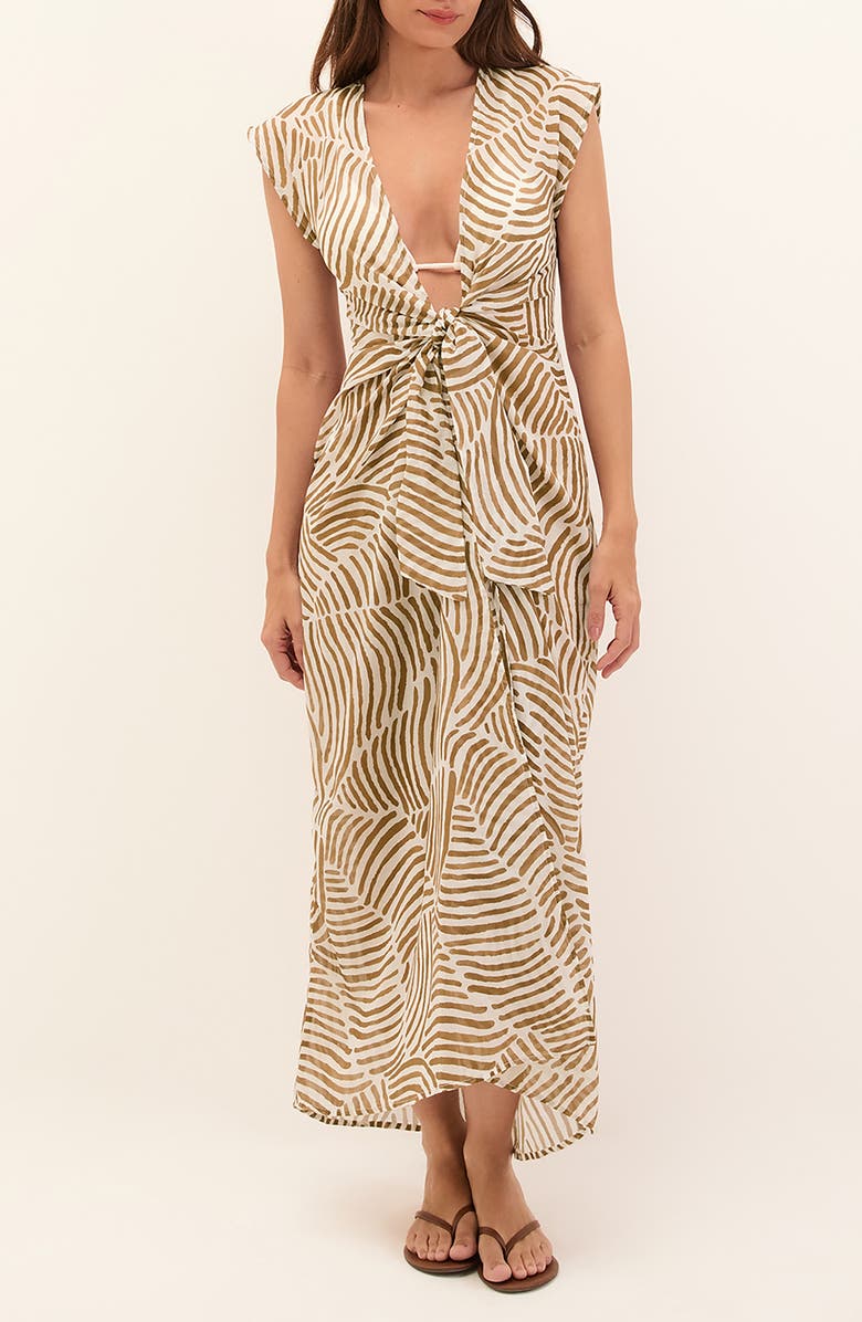 ViX Paula Hermanny Sasha Tie Front Cotton Cover-Up Dress, Main, color, 