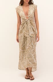 ViX Paula Hermanny Sasha Tie Front Cotton Cover-Up Dress