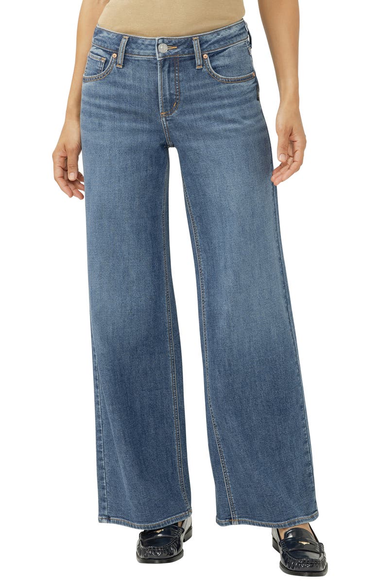 Silver Jeans Co. Suki Curvy Mid Rise Wide Leg Jeans, Main, color, Broydon
