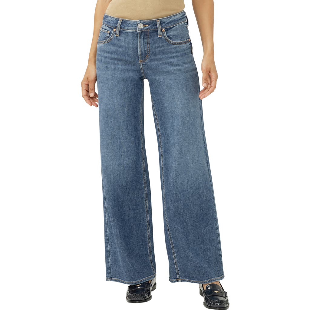 Silver Jeans Co. Suki Curvy Mid Rise Wide Leg Jeans In Blue