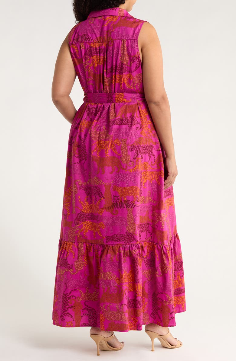SUGARLIPS In the Jungle Cileah Cotton Maxi Shirtdress, Alternate, color, Magenta