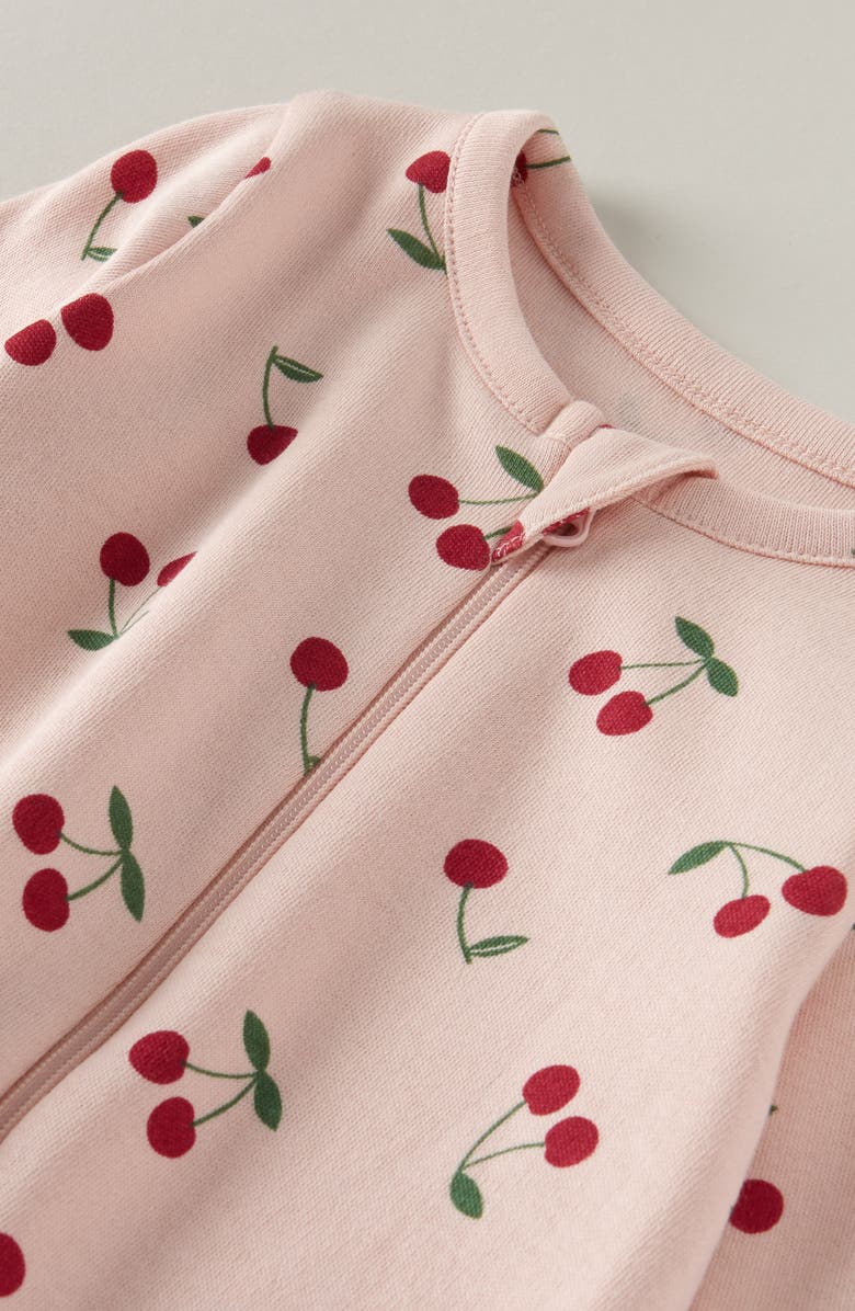 Nordstrom Print Cotton Footie Romper, Alternate, color, Pink Lotus Cherries