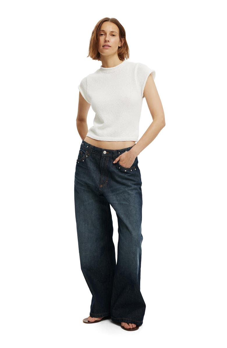 Cotton On Women's Textured Shortsleeve Knit Top, Alternate, color, Porcelain