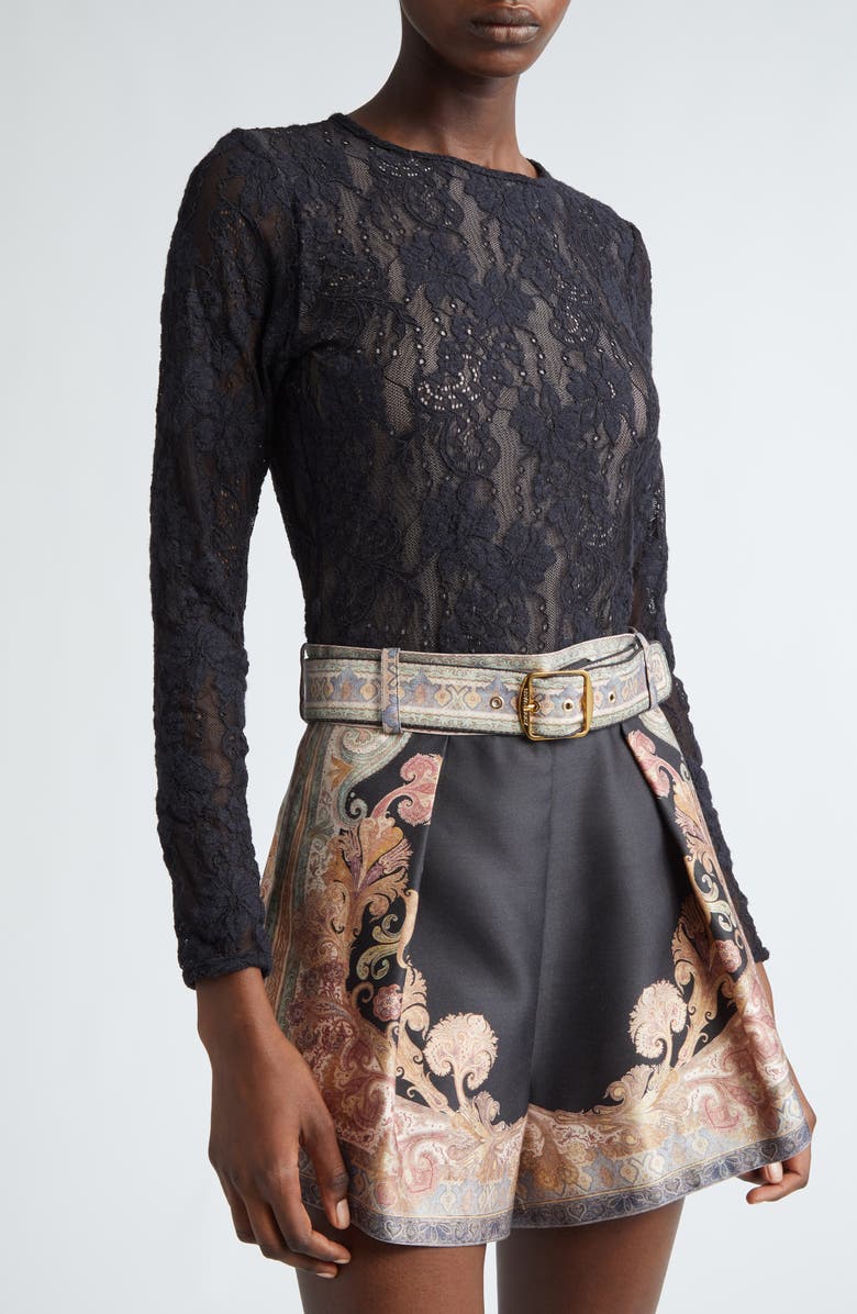 Zimmermann Long Sleeve Lace Bodysuit, Alternate, color, 
