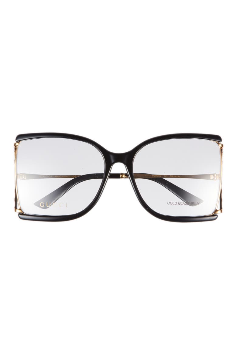 60mm Butterfly Optical Glasses, Main, color, BLACK GOLD TRANSPARENT