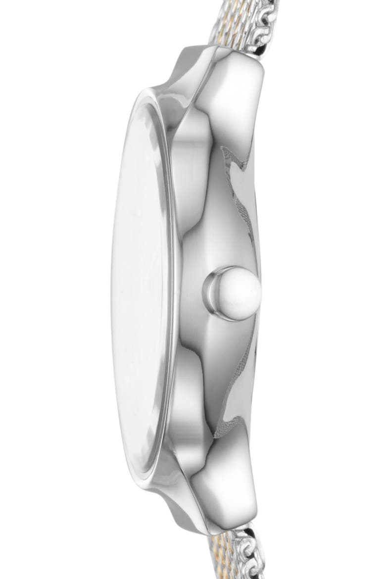 Freja Crystal Accent Mesh Strap Watch, 26mm, Alternate, color, SILVER/ WHITE/ GOLD
