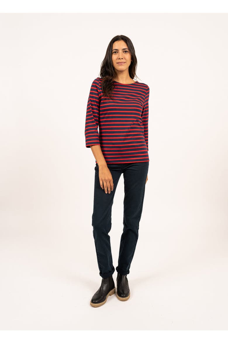 GALATHEE II - ¾ Sleeve Breton Striped Top, Alternate, color, navy/red
