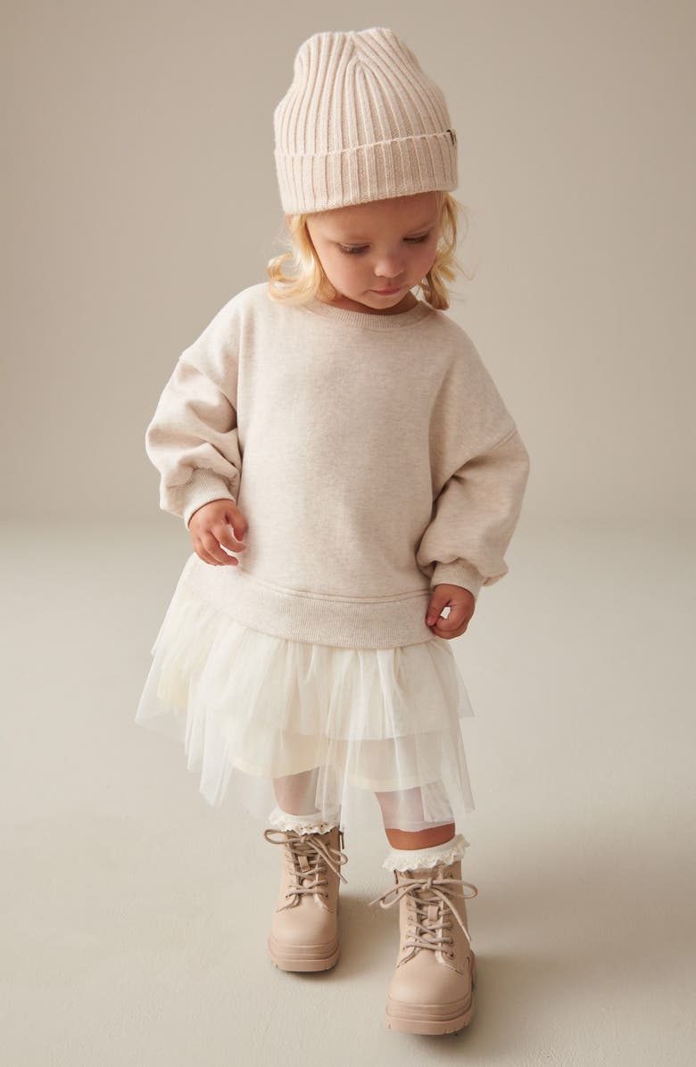 NEXT Kids' Tiered Mesh Sweatshirt Dress, Alternate, color, 