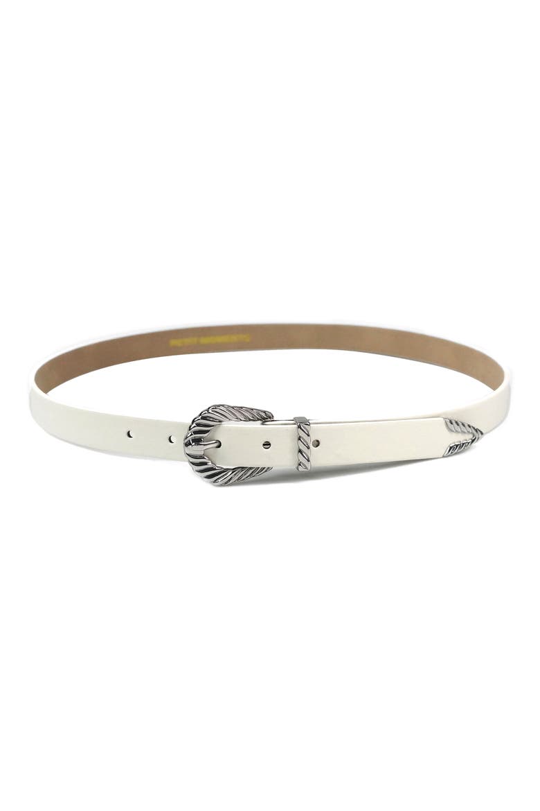 Slim Modern Rodeo Faux Leather Belt, Main, color, WHITE/ SILVER