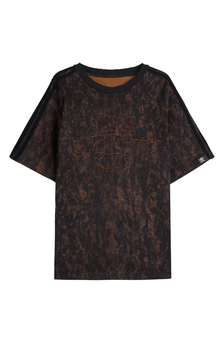 Adidas x Song For the Mute Gender Inclusive ADI006 Distressed Embroidered Logo T-Shirt, Main, color, Black/ Wild Brown