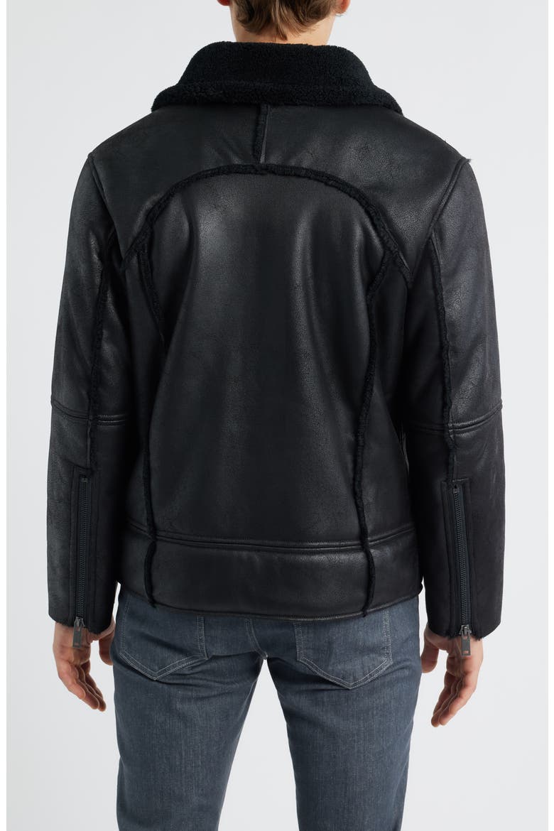 Thayden Luxefluff Faux Leather Jacket with Faux Shearling Collar, Alternate, color, BLACK