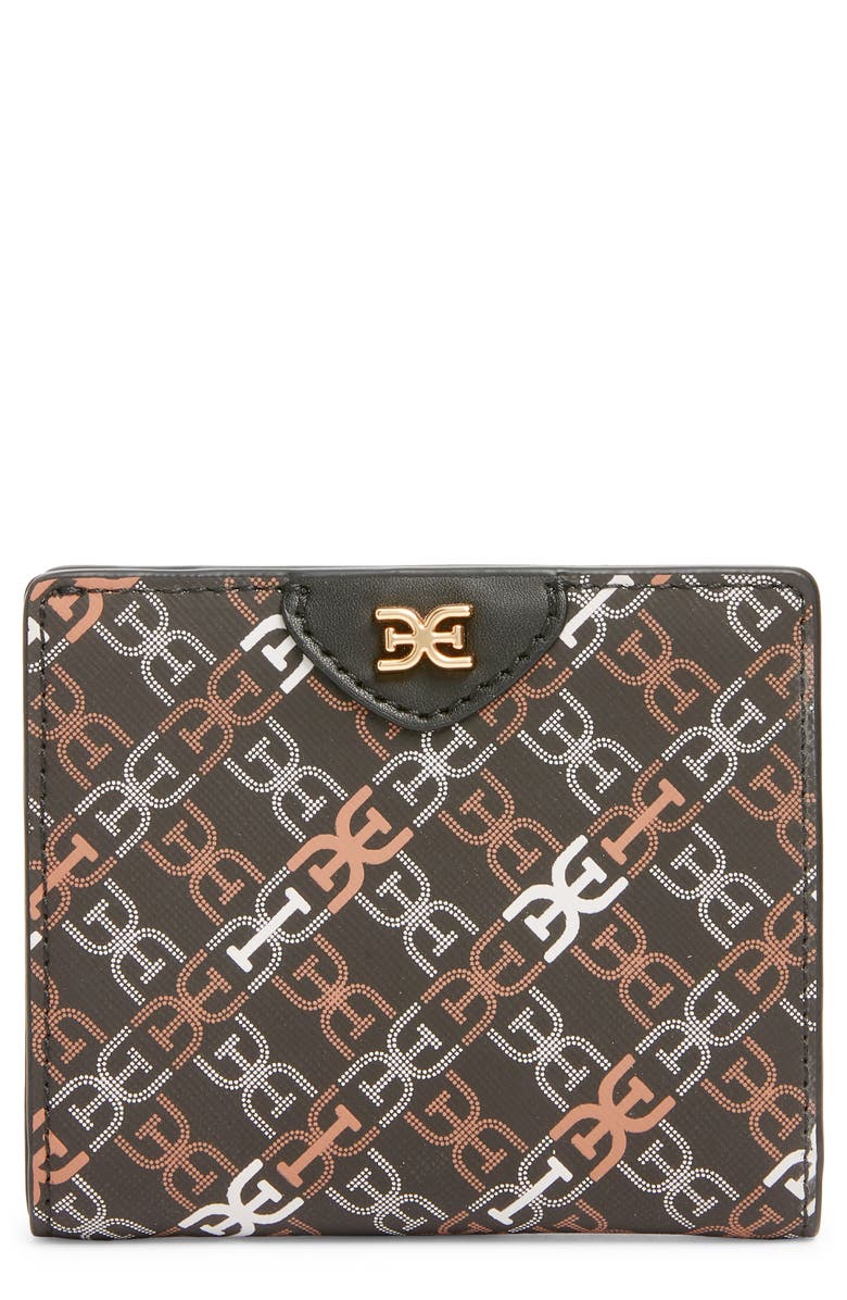 Sam Edelman Harper Monogram Faux Leather Bifold Wallet, Main, color, Black